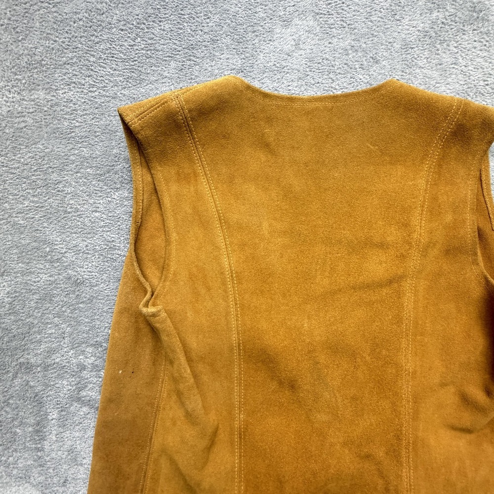 Vintage Jorgens Leather Design Vest Womens Small Brown Suede Unlined - Picture 13 of 15
